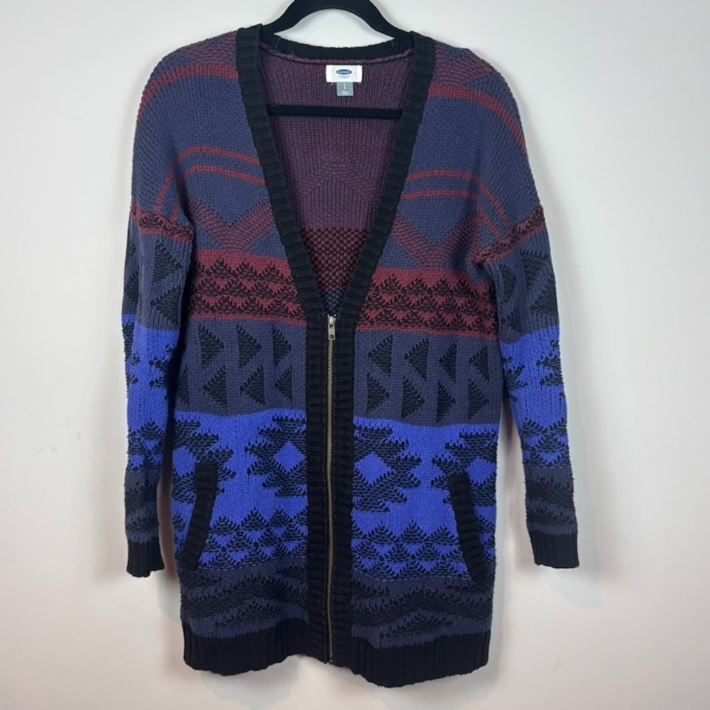 Old Navy Aztec 90s Inspired oversized full zip cardigan sweater Womens SM Grunge